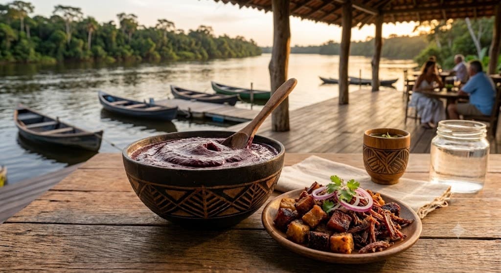 Traditional açaí served with charque