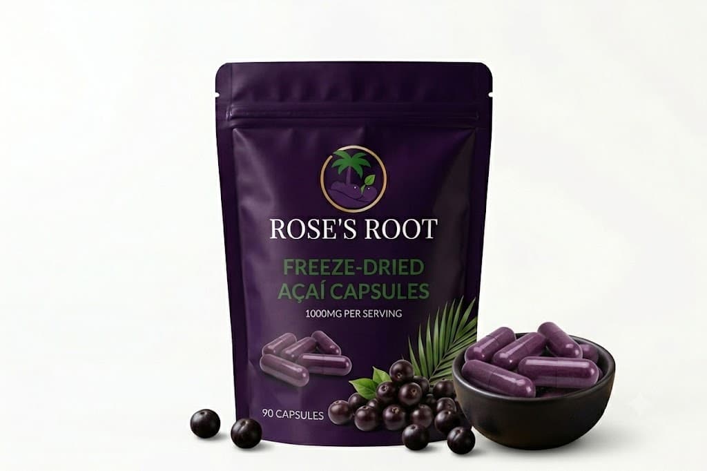 Rose's Roots freeze-dried açaí capsules