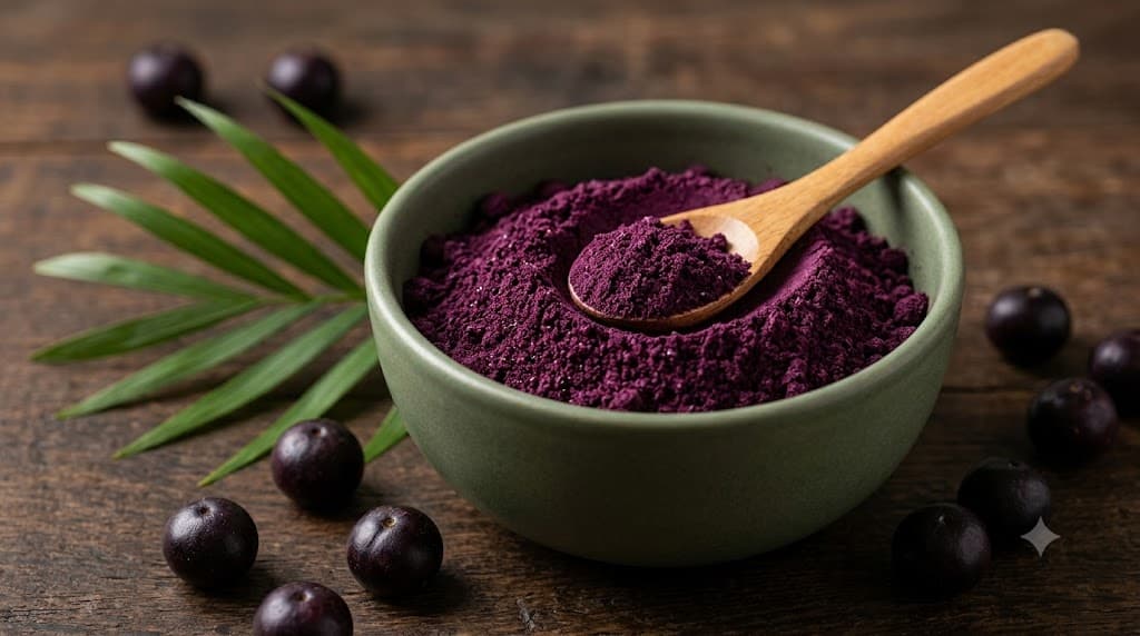 Açaí powder prepared in a bowl